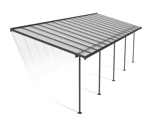 Canopia by Palram Terrassenüberdachung Alu Sierra 3X9.15 Polycarbonat Hohlkammerplatten Pergola 924 x 295 cm Grau zur Überdachung ihrer Terrasse
