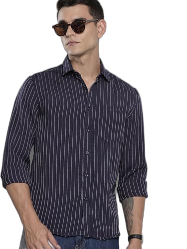 Image of The Indian Garage Co Men's Slim Fit Casual Striped Shirt
