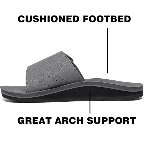 Men's Wide Slide Ergonomic Sandals Fully Adjustable Strap & Comfort Fit Orthotic Arch Support Athletic Sandals with Soft Cushion Footbed2
