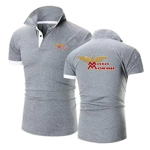 Bluxir Po.lo Shirts for Men Vintage Motorcycle Enthusiast Moto, Quick Dry Lightweight Golf Casual Collared Tops, for Sports, Golf, and Casual wear, Summer(Grey,L)
