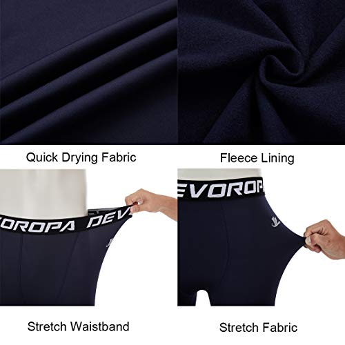 Devoropa Calça legging de compressão para meninos com forro de lã e camada térmica, Navy(fleece Line