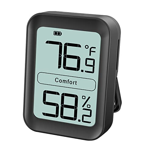BFOUR Termómetro higrómetro digital para interior, temperatura y humedad, con indicador para control del clima, color negro Cover