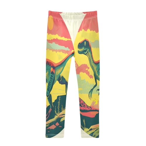 Bolaz Toddler Girls Leggings Printed Yoga Pants Leggings Running Retro Dinosaur for Kids