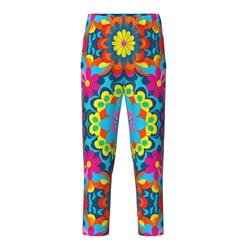 Pajama Pants Pajama Bottoms with Elastic Waistband Sleepwear Lounge Pants, Mandala Flowers Print 3