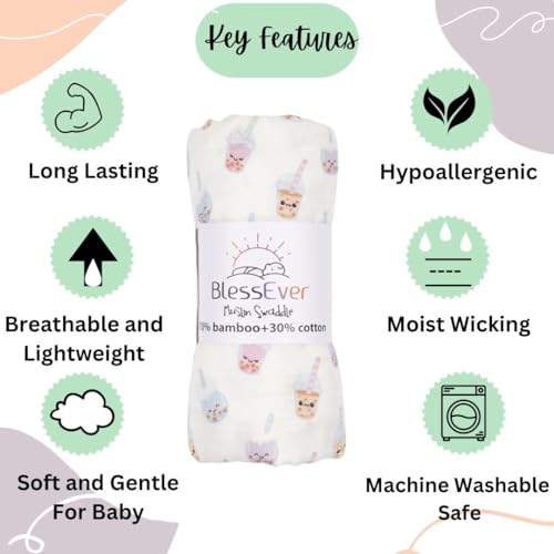 Image of Muslin Swaddle Blanket for Unisex, Soft Breathable and Skin-Friendly Baby Swaddles for Boys & Girls, Newborn Receiving Blanket, Boba Blankets Babies, Large 42 x 47 inches