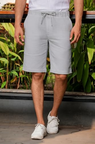 Image of Vogaan Men's Multi Color Linen Cotton Shorts | Regular Fit Casual Summer Shorts with 3 Pockets