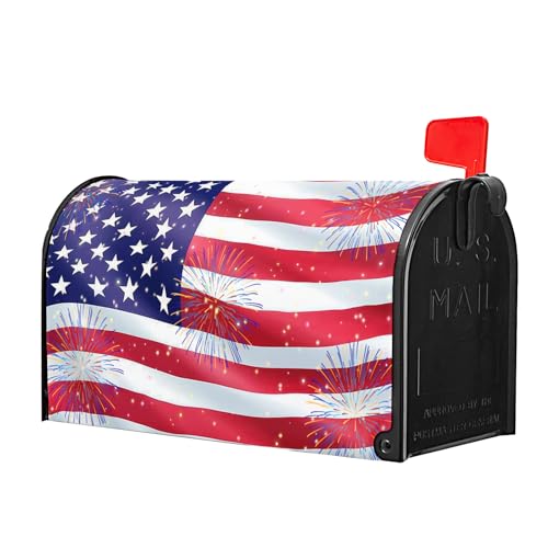 Image of 4th of July Mailbox Covers Magnetic Standard Size 21 X 25.5 Inch Patriotic American Flag Memorial Day Magnetic Mailbox Cover Wraps Post Box Cover Decoration Outdoor Garden Home Yard Outside