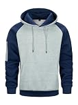 Wirltte Men's Hoodie Pullover Long Sleeve Hooded Sweatshirt Patchwork Top Work Hoodies with Kangaroo Pocket Navy M
