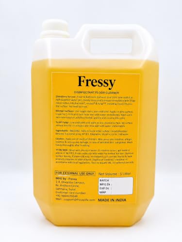 Image of Disinfectant Floor & Surface Cleaner | Lemon Fresh | 5 Litre | Kills 99.9% Germs | Multi-Surface - Bathroom, Ceramic, Marble, Granite, Mosaic