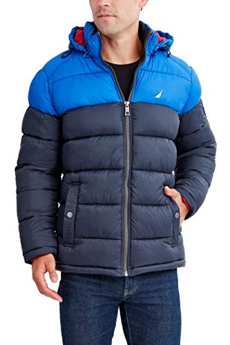 Nautica Men's Water Resistant Nylon Puffer Jacket, Dark Navy, XX-Large