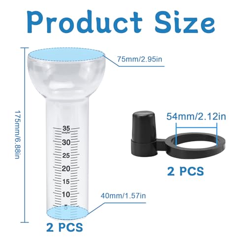 FSWWSF Regenmesser 2 Stück Regenmesser Glas 35mm, Regenmesser Ersatzglas mit Halterung, Regenwassermesser für Garten Glas, klar, zur Regenwassermessung