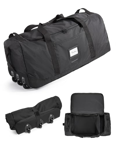 BAGSMART Sac de voyage pliable avec roulettes, 80 l, léger, 3 rouleaux, grand sac de voyage pour...