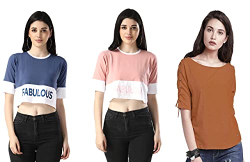 Image of DHRUVI TRENDZ Women's Regular Fit Tops | T Shirt for Women | Tops for Jeans for Women | Tops for Women | Western Tops for Women Stylish | T-Shirt for Women