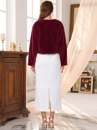 Women's Formal Bolero for Evening Dresses Cocktail Bridal Wedding Elegant Faux Fur Shrug Jacket4