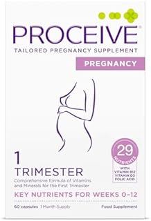Proceive® Pregnancy Trimester 1 (1-12 Weeks) Pregnancy Vitamin & Mineral Supplements - Vitamin D, B12, B6-60 Capsules (1 Month Supply) - Vegan