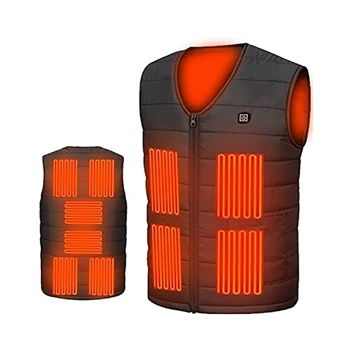 GOZYLA Beheizbare Weste, elektrisch beheizbare USB-Jacke mit 10 Heizzonen 3 Temperatur, waschbare Körperwärmer-Heizweste for Outdoor-Camping (Color : Black, Size : 7XL) Cover