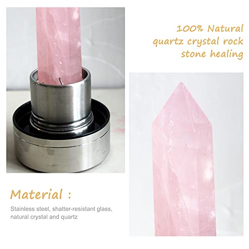Tyuodna Crystal Water Bottle, Removable Natural Crystal Quartz Glass Water Bottle, Healing Natural Quartz Water Bottle - Image 3