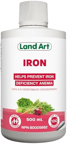 Liquid Iron Supplement for Women, with Vitamin C, Maximum Absorption, Vegetarian, Non-GMO, Gluten-Free, Sugar-Free, Supports Red Blood Cell Production, Energy Boost, Made in Canada, 500ml