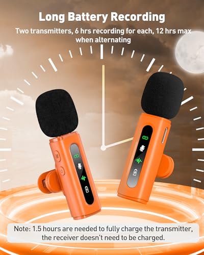 Image of USB C Lavalier Microphone Wireless Mini Mic for Type-C Android Phone /Tablet /PC Video Recording Clip-on Mics with Rotatable Clip&Denoise Recording, Ideal for Vlog Youtube Content Creator, Orange