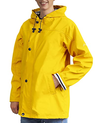 Photo de Breizh Ocean - Ciré Armor femme, manteau imperméable mixte, doublure à rayures de style marinière - du XS au 4XL (Jaune).