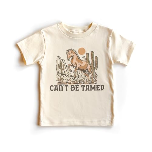 Can't Be Tamed Toddler Shirt - Cowboy Cowgirl Tee - Funny Western Aesthetic Shirts - Boy Girl Toddler Youth Kids Clothing