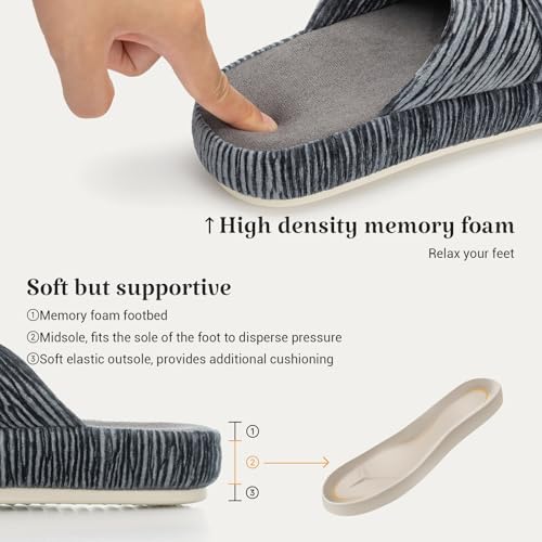 Image of Chantomoo Slippers for Women Memory Foam House Bedroom Corduroy Bow Crossbands Slipper Shoes Comfy Trendy Gift Slippers