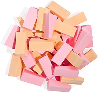AUAUY 48 Pcs Makeup Sponge Wedge Shaped Blender, Mini Applicator Wedges, Non-Latex Cosmetic Puff, Cosmetic Wedges Beauty Blender Sponges, for Foundation Liquid Cream - Pink, Skin Color