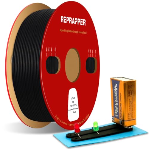 Image of Reprapper Conductive PLA Filament 1.75mm (± 0.03mm) 2.2lb (1kg) for 3D Printer Black
