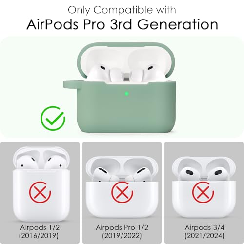 Image of Filoto for AirPods Pro 3 Case (2025), Soft Silicone Protective Case Cover Compatible with Apple AirPods Pro 3rd Generation with Beaded Bracelet Keychain Accessories for Women Cactus Green