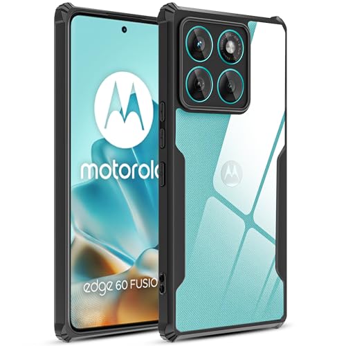Image of A rtistque Clear Hard Transparent Acrylic Armor Anti-Drop Shockproof TPU Edge Back Cover Case for Motorola Edge 60 Fusion 5G | Edge 60 5G | Moto Edge 60 Fusion 5g Back Cover - Black