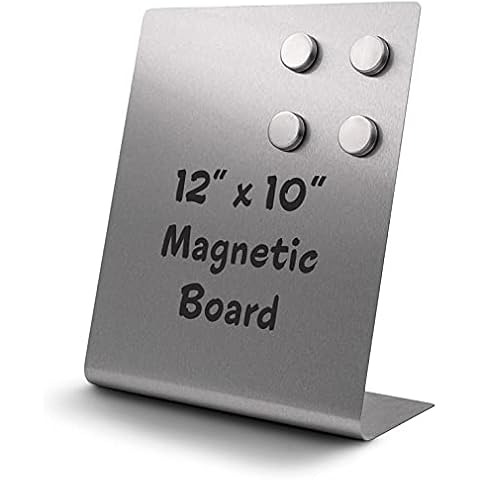 OutFormal Large Magnetic Bulletin Board for Tabletops - Dry Erase Memo Board with Stand - Metal Easel for Magnet Display - Desktop Home Decor - 12x10 Inches + 4 Magnets Cover