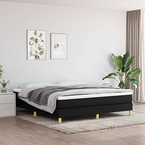 Xichuzi Estructura de Cama Box Spring, Somier, Base Cama, Marco De Cama, Cama Mueble, Cama Completa, Camas es, Tela Negro 160x200 cm