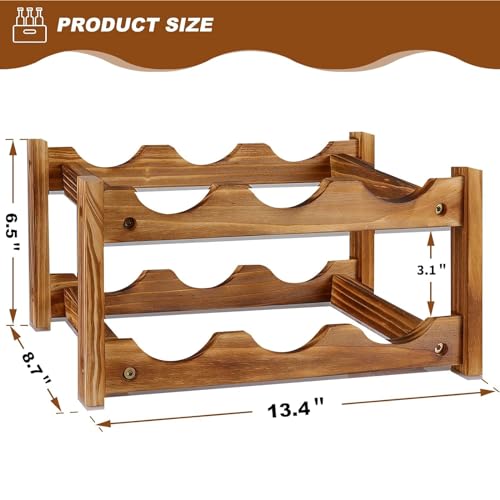 Soporte para vino 6 botellas 2 niveles madera miniatura 2