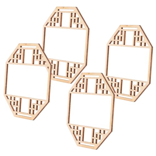 OUNONA 4piezas Materiales para Modelos Arquitectónicos Miniventanas De Madera Estilo Chino Kit De Maquetas Ventanas De Madera Muebles Miniatura para Decoración Modelo De Ventana Cuadrada