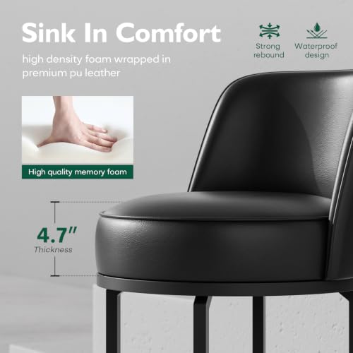 Image of Ollega 26 inch Black Counter Height Bar Stools Set of 2, Anti-Pinch Swivel
