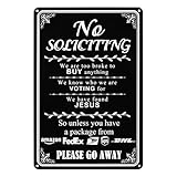 SPEPLA Funny No Soliciting Sign for House Front Door, Metal Rustproof Sign, Humorous 'We're have found Jesus' Door Sign with Double Sided Foam Tape, 11.7 x 7.8 Inch
