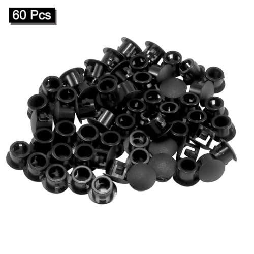 Image of 60 Pcs 1 /4 inch / 6mm Black Plastic Hole Plugs, Dustproof and Concealing, Suitable for Kitchen Cabinet Furniture