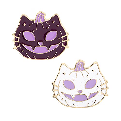 Acxico 2 Pcs Creative Pop-Enamel Pumpkin Pin Lapel Badges Brooch Funny Fashion Jewelry