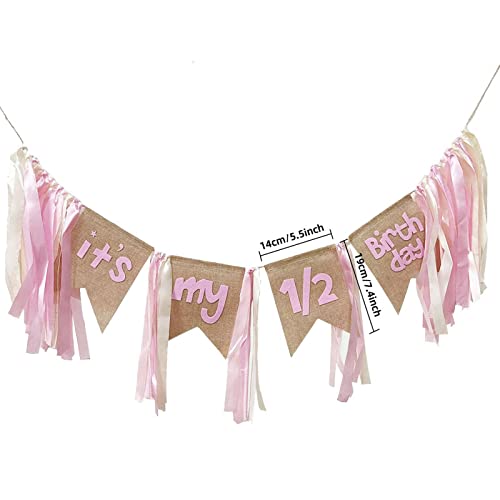 Generic Banner Happy 6 Month Banner, decorações de aniversário de meio ano, faixa de cadeira alta de