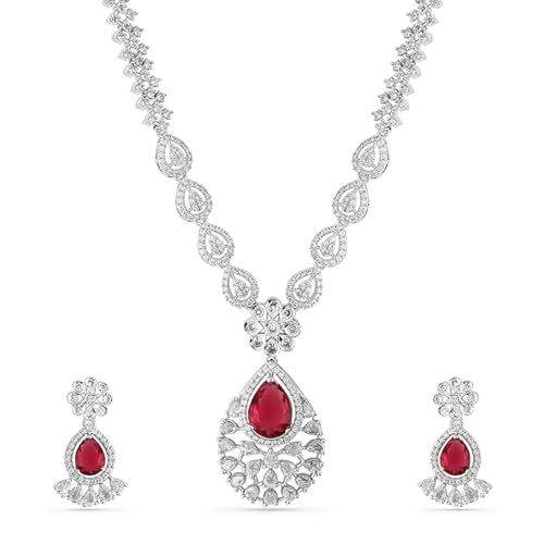 Rubans Necklace Set Teardrop American Diamond Zirconia Studded St...