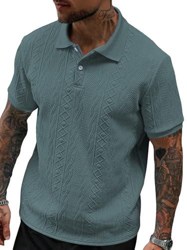 GRECIILOOKS Textured Polo T-Shirt for Men | Premium Jacquard Collared Cotton Blend Polo | Smart Casual & Formal t Shirt for Men | Stylish t Shirt for Mens for Office, Party & Everyday Wear