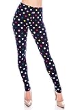 Eevee Women's Basic Comfort Stretch Soft Solid and Stylish Print Leggings BAT#3 (Playful Polka Dots, Plus Size)