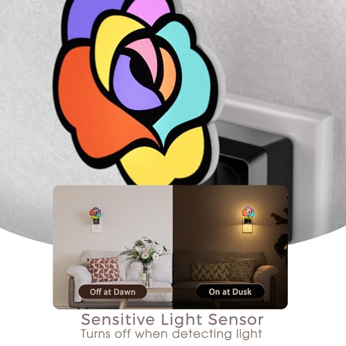 Image of Briignite Flower Night Light, Decorative Rose Night Lights Plug into Wall with Dusk to Dawn Sensor, Adjustable Brightness LED Nightlight Dimmable for Bathroom Bedroom Hallway, 3000K Warm White