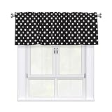 Black and White Polka Dot Valance Curtain for Windows, Short Window Treatment Curtain for Kitchen/Bathroom/Living Room 54' X 18'