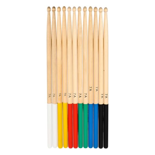 6 pares de Baquetas Profesionales de Madera de Arce - Palillos de Batería para Conciertos, Práctica y Opciones Multicolor para Bateristas miniatura 1