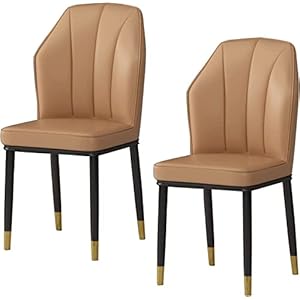 Keuken Eetkamer Meubilair Stoelen PU Leer Eetkamerstoelen Set Van 2 Waterbestendig Met Metalen Poten Zijstoel Keuken Woonkamer Lounge Teller Stoelen (Color : Camel)