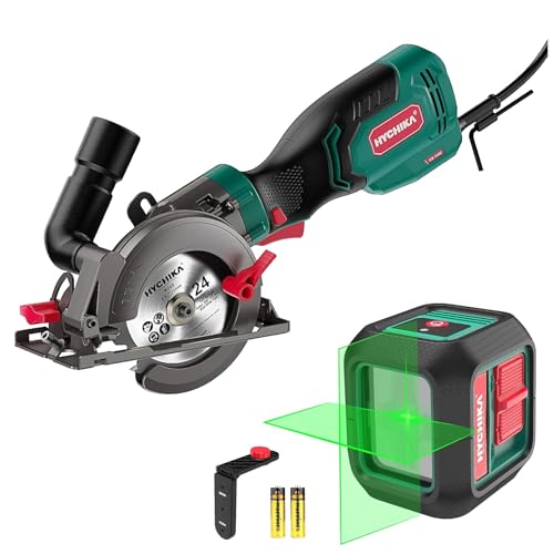HYCHIKA 6.2A Mini Circular Saw with 3 Blades, Laser Level