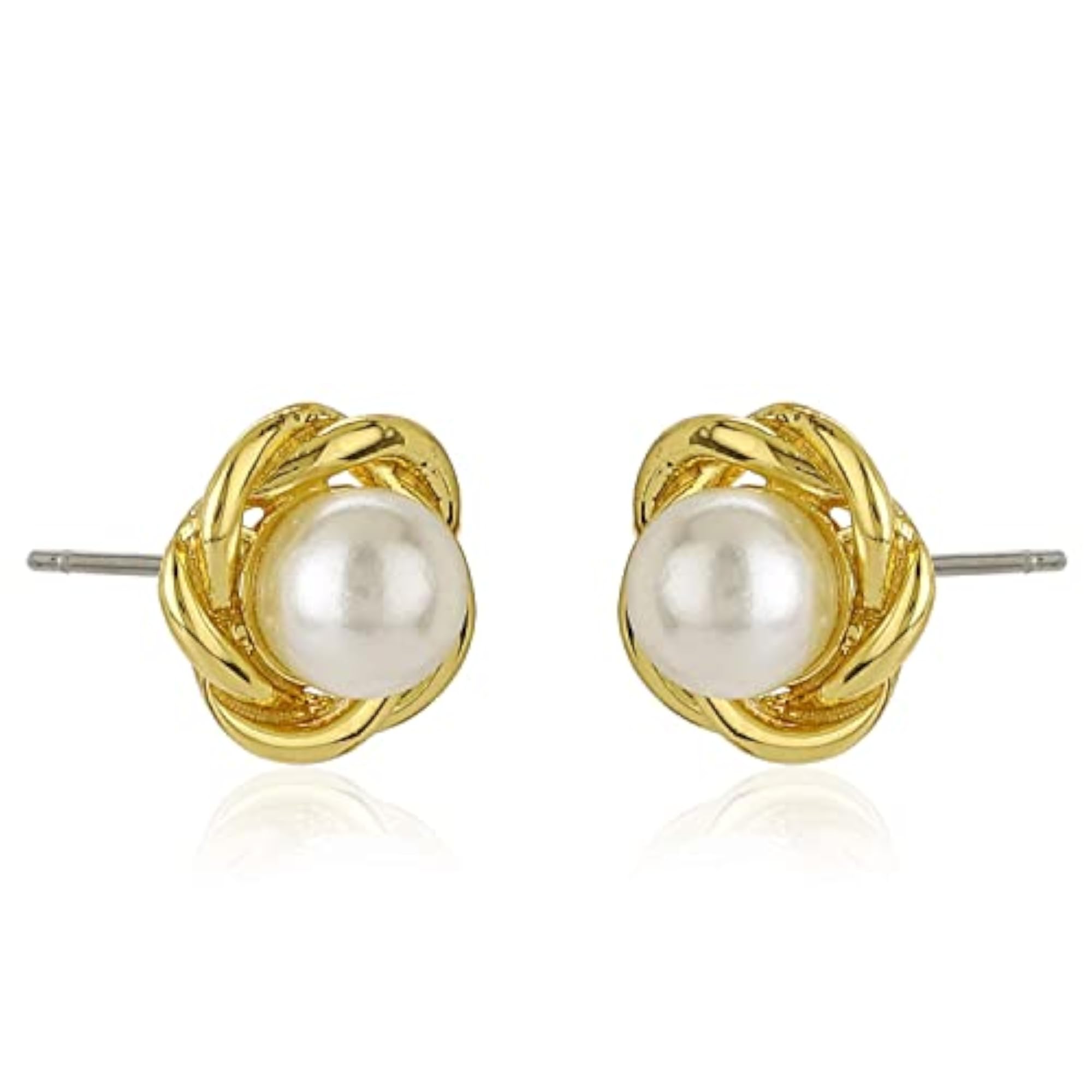 Women's Brass Flux Pearl Stud Earrings