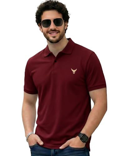Image of AUSK Men's Half Sleeve Regular Tshirt Colorblock Polo Neck Black