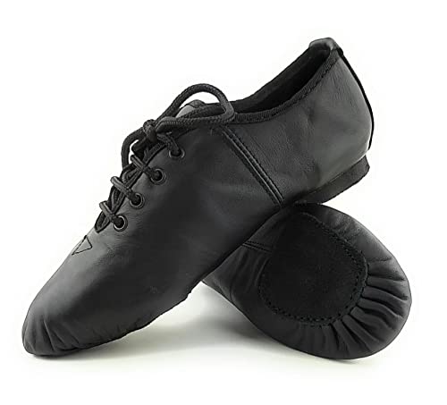 17% off - ISMUN Jazz Shoes Real Leather Black Jazz Shoes Size 5.5 UK for Girls and Women, Split Sole for Modern Stage